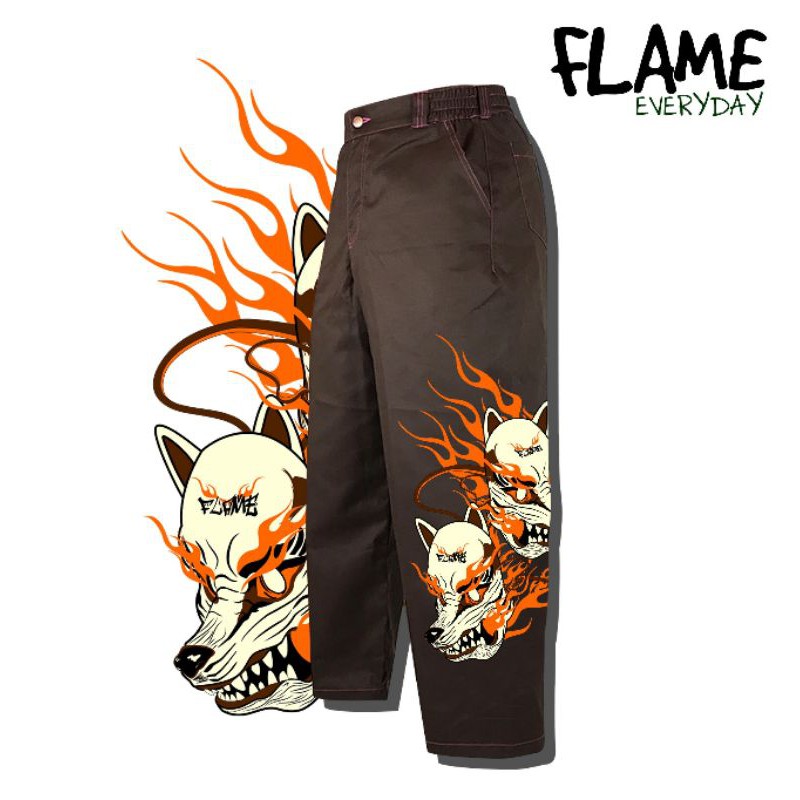 CELANA Flame Everyday Kitsune Baggy Pants