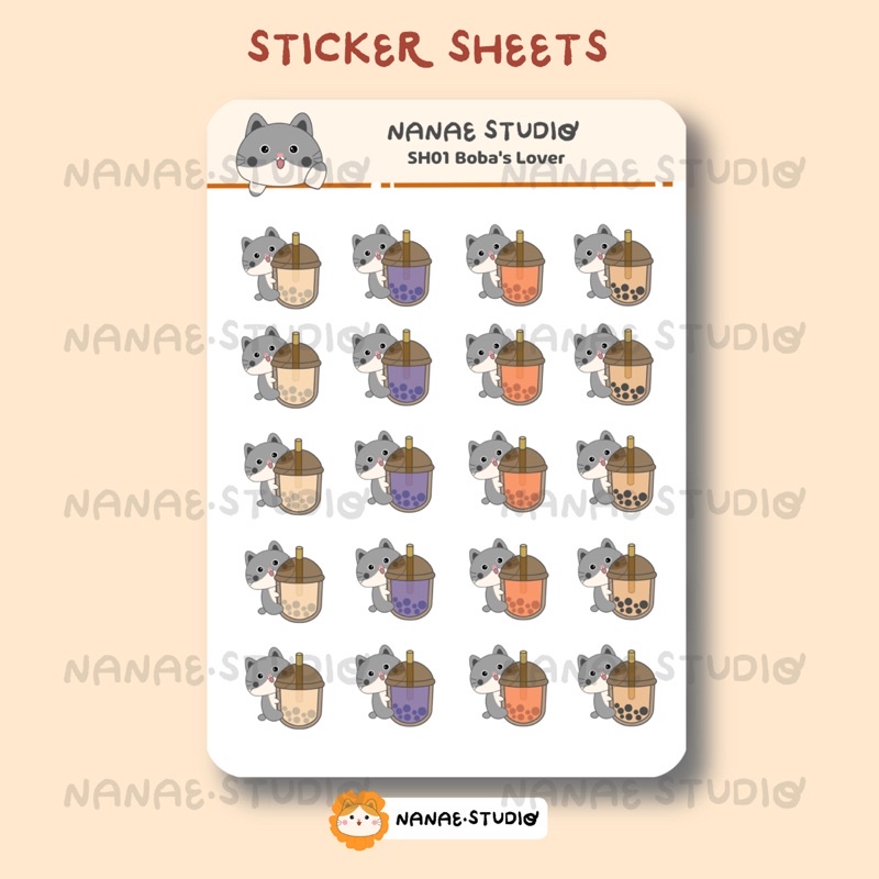 

Sticker Sheets - Boba's Lover SH01 | Waterproof | Nanae.studio