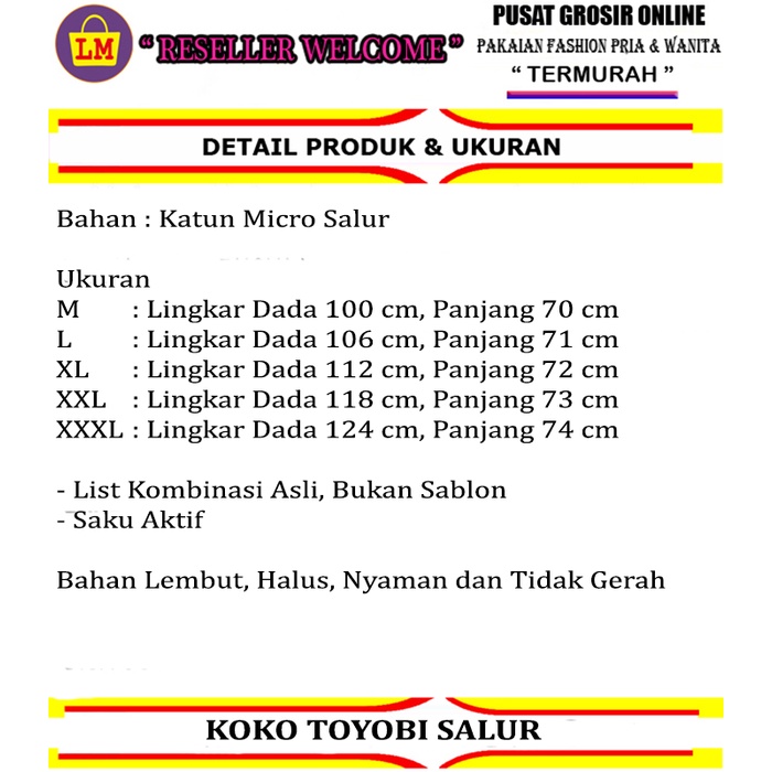 Baju KOKO TOYOBI / KEMEJA KOKO LENGAN PENDEK LMS 15143 15147 15151 TOYOBI SALUR