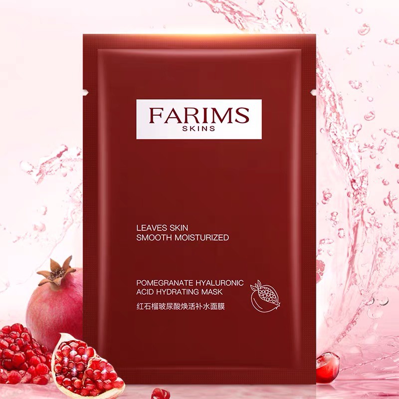 FARIMS POMEGRANATE DELIMA HYALURONIC ACID HYDRATING MASK MASKER KOREA WAJAH WANITA FACIAL SHEET MASK