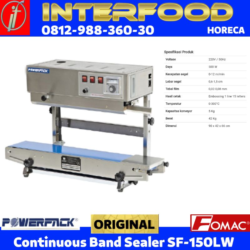 Continuous Band Sealer Mesin Segel Plastik SF-150LW POWERPACK
