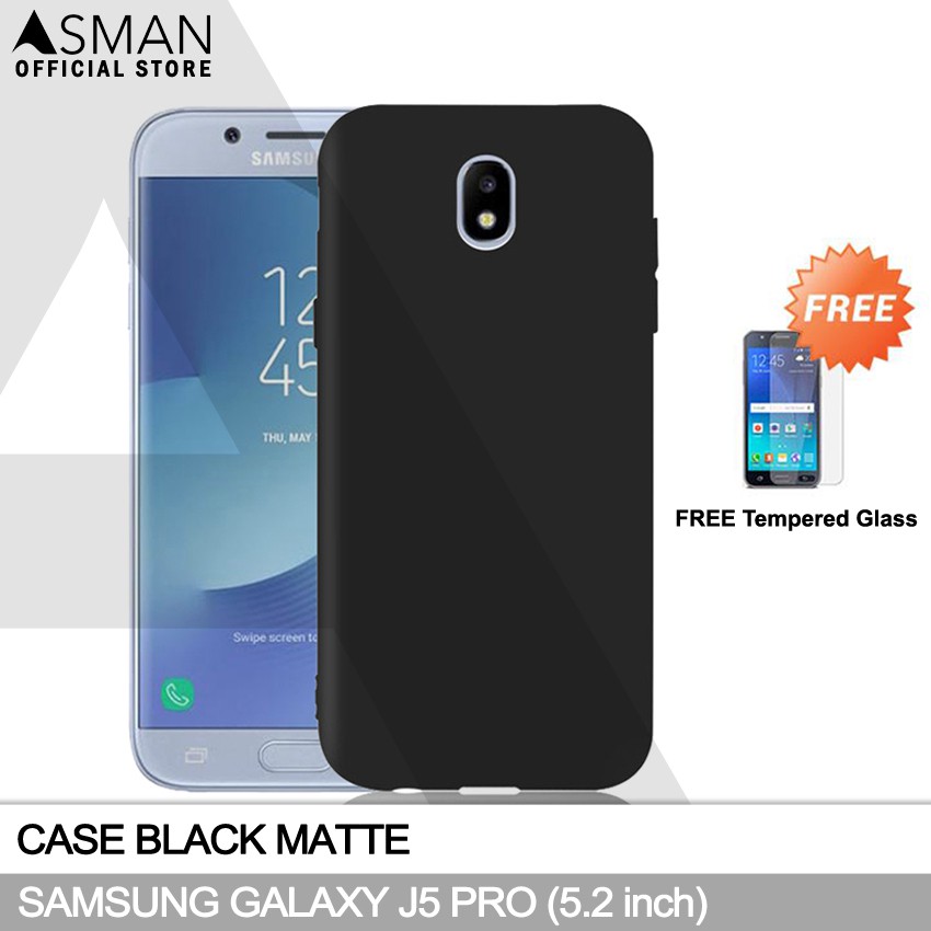 Ultraslim Samsung Galaxy J5 Pro (5.2&quot;) | Soft Case Black Matte + FREE Tempered Glass