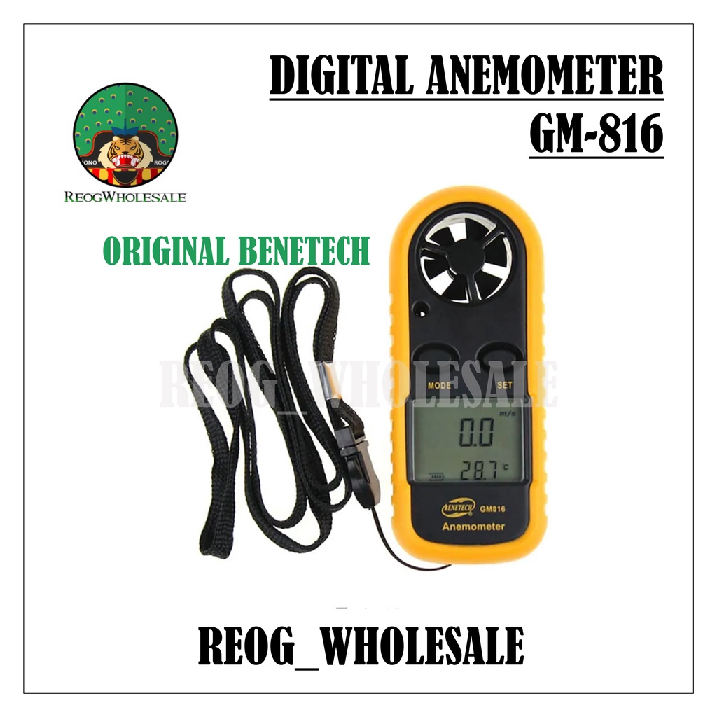 Digital Wind Anemometer GM816 Pengukur Kecepatan Angin GM 816 Tester Velocity Benetech Anemo Meter