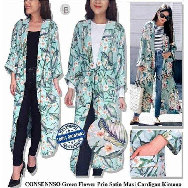 Consenso green flower kimono