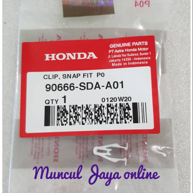 90666-SDA-A01 Clip Jepit Cover Motor Honda Clip Snap Fit