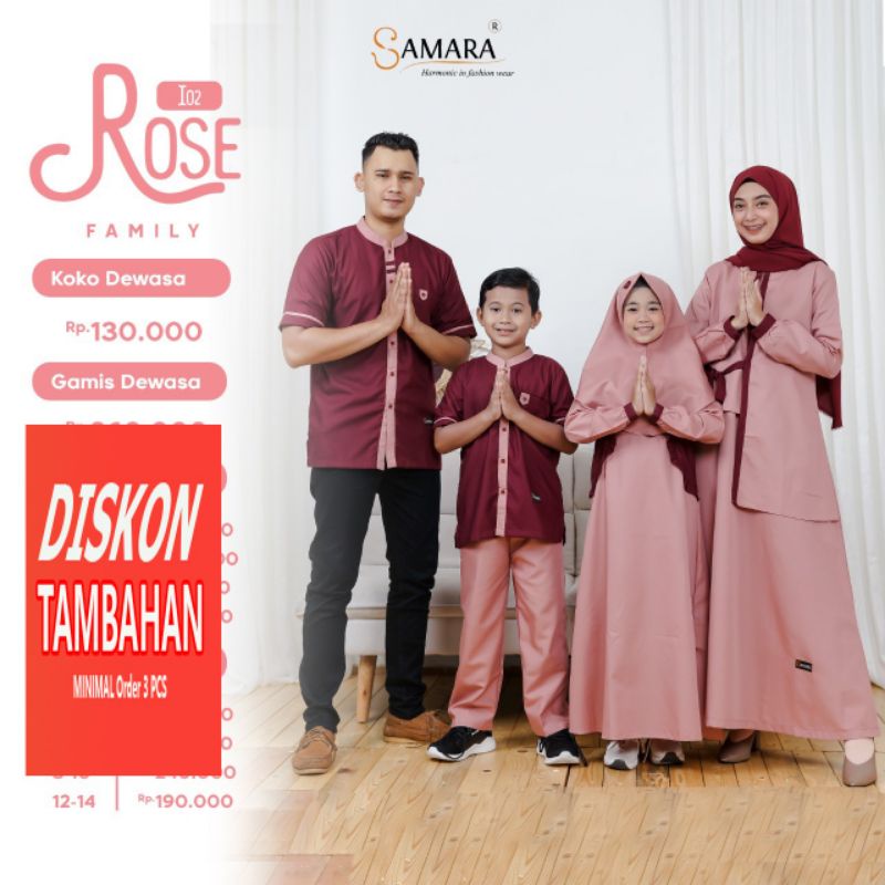 Sarimbit Keluarga Samara I02 Rose | couple Keluarga | Gamis Original