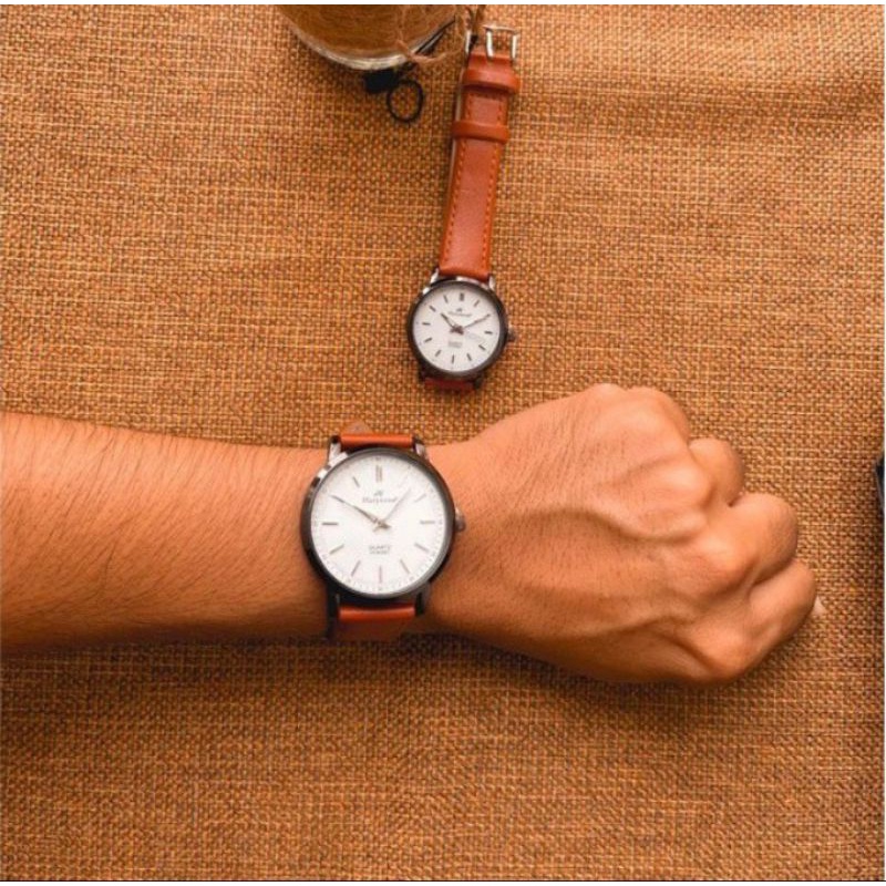 JAM TANGAN Haryxson COUPLE ORIGINAL ANTI AIR TALI KULIT POLOS
