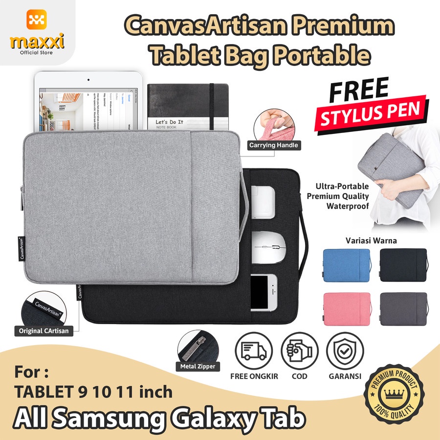 Tablet Bag Case Casing Soft Tas Samsung Tab A 10 S3 S4 S6 S7 A7 Lite Cover Sarung Pelindung Kantung 
