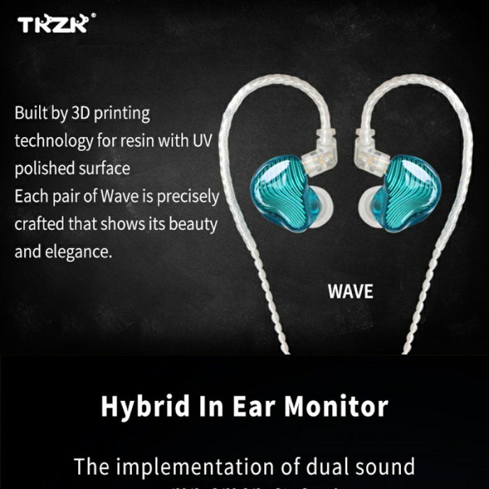 TIN HIFI TKZK WAVE 1DD+1BA Hybrid Driver Units HIFI In Ear Earphone