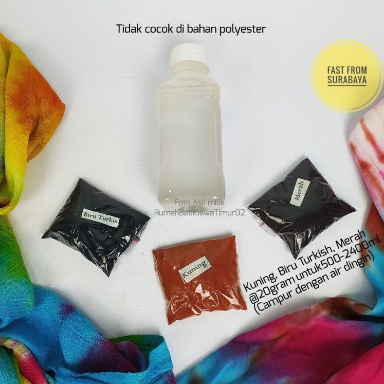 

(Kirim sekarang) PAKET PEWARNA TIE DYE 3 REMASOL @20 Gram Air Suhu Dingin ikat celup shibori jumputa
