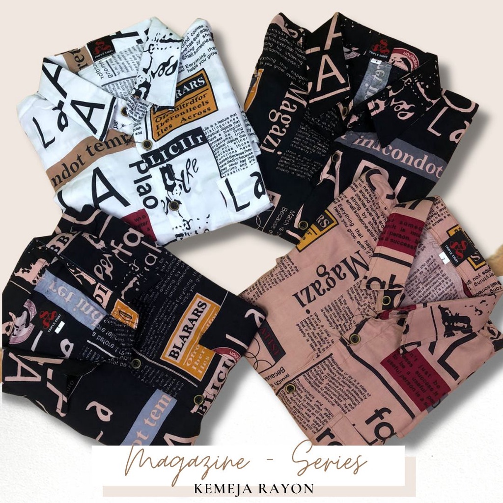 Kemeja Rayon Motif Koran Abstrak Pria Wanita bisa pakai Kain Premium Baju Kantor Limited dan Eksklus