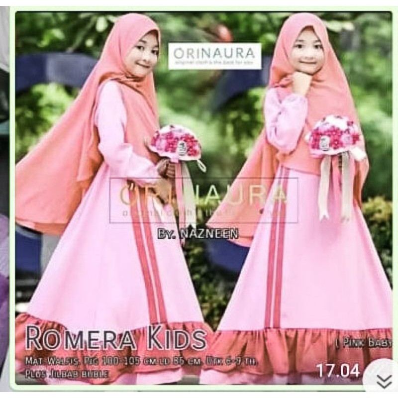 Gamis anak ROMERA KIDS SYARI, 7-10 thn (Bonus JILBAB) baju muslim Murah model Terbaru