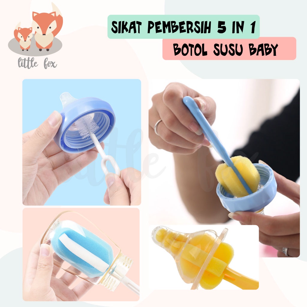 [ IMPORT ] Set isi 5 Paket Pembersih Botol Susu Bayi / Sikat Sponge