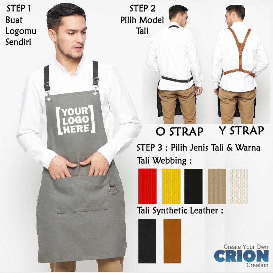 Celemek Apron Barista / Barber / Chef fully customize logo by Crion