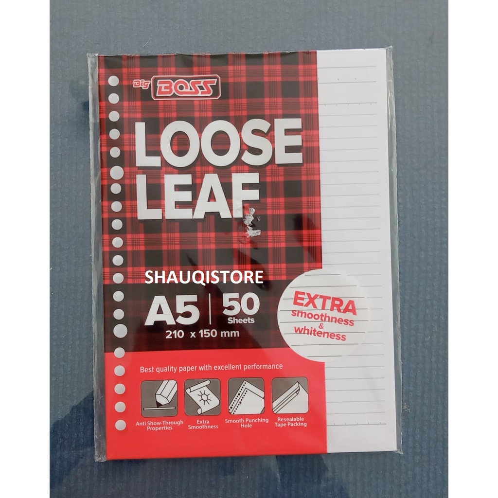 

KERTAS LOOSE LEAF BUKU BINDER / ISI BINDER / KERTAS LOOSE LEAF A5 ISI 50