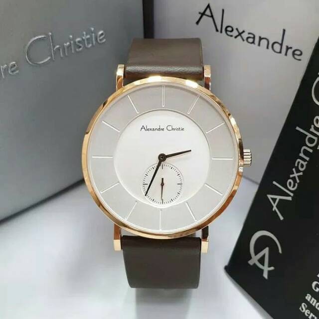 JAM TANGAN PRIA / COWOK ALEXANDRE CHRISTIE AC 8484 ROSEGOLD BROWN WHITE