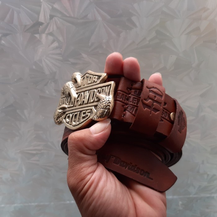 SABUK PRIA KULIT KEPALA KUNINGAN BRASS BUCKLE COW LEATHER BELT KUALITAS BERKELAS