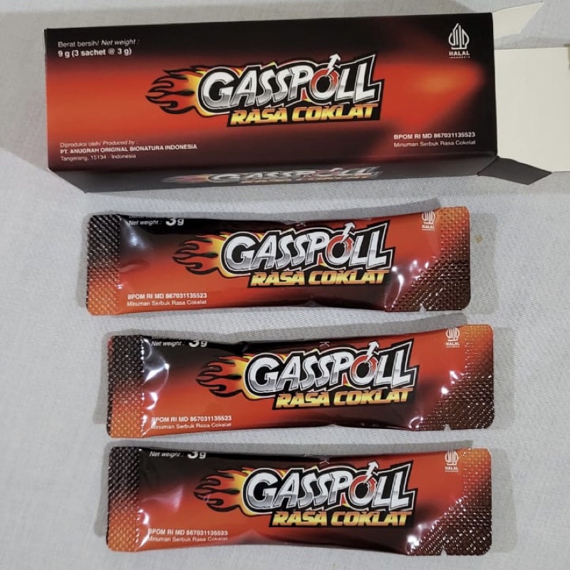 

GASSPOLL MINUMAN KUAT UNTUK PRIA RASA COKLAT HARGA PER KOTAK ISI 3 SASET