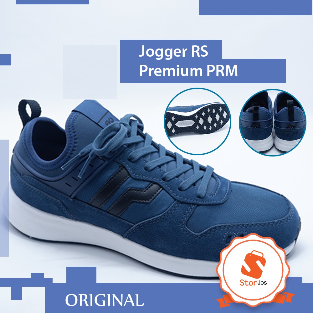 Piero jogger rs premium evo insignia black white sepatu - original 100%