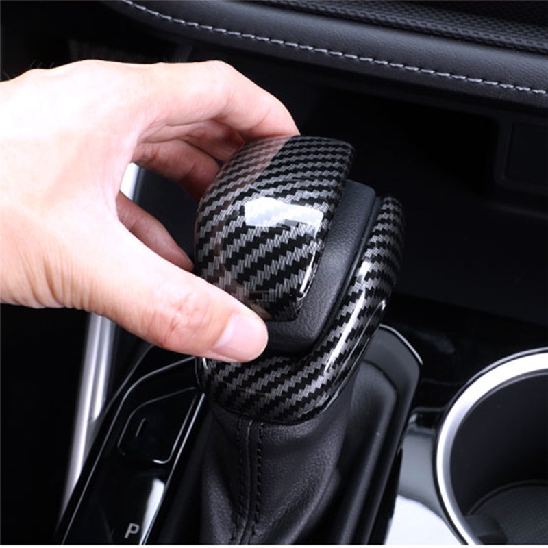 TK 2Pcs Carbon Fiber Gear Shift Knob Cover Sticker Head Trim for Toyota Highlander 2021