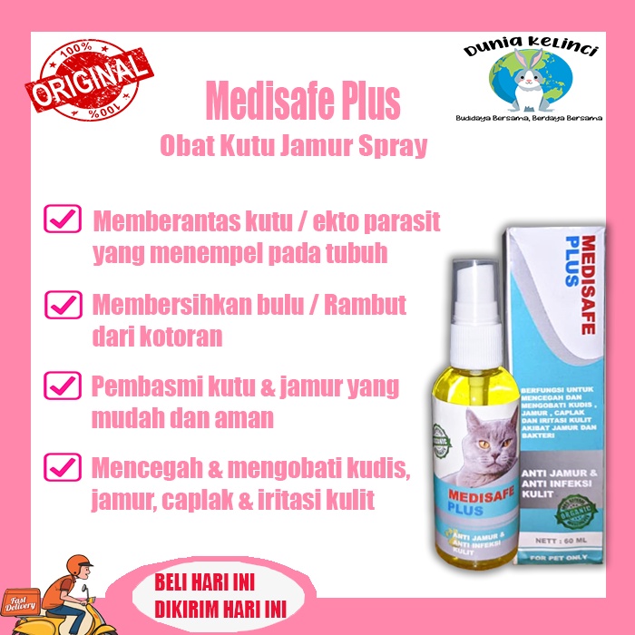 Obat Kutu Jamur Spray kucing 60 ml Medisafe Plus anjing kelinci Obat Spray