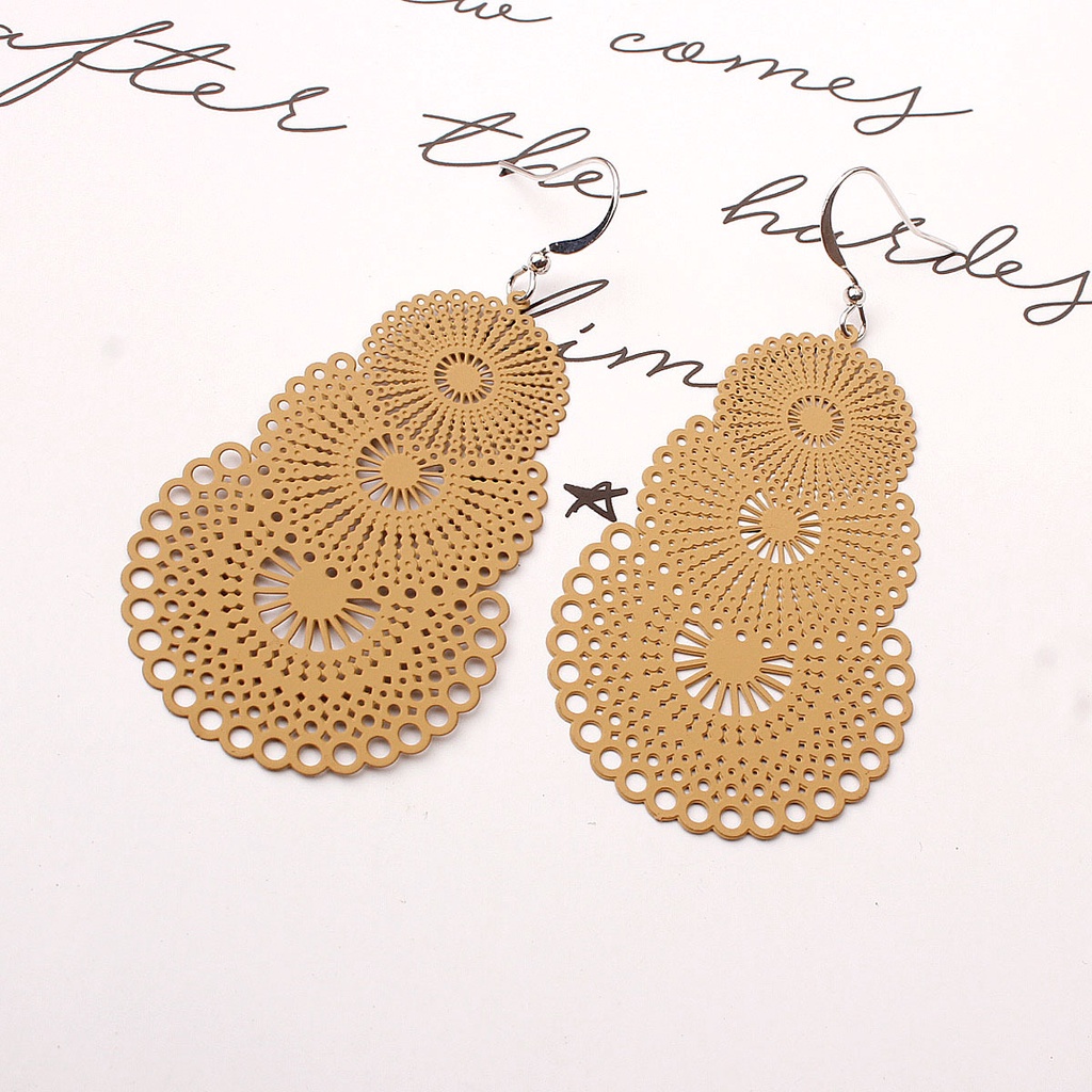 925 jarum perak Eropa dan Amerika logam alloy anting-anting elegan macaron round geometris Bunga Per