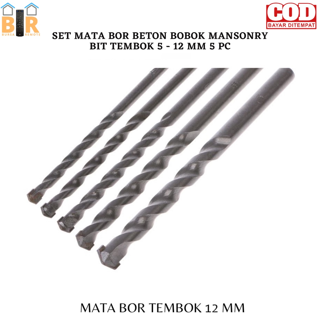 SET 5PCS MATA BOR BETON BOBOK MANSONRY BIT TEMBOK 5 - 12MM