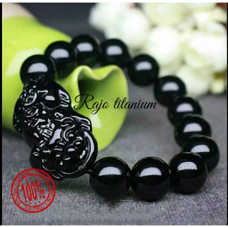 GELANG BATU GIOK PIXIU HITAM KUALITAS PREMIUM ORIGINAL