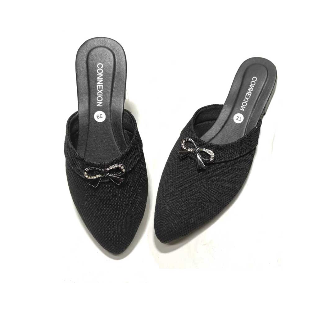 FLATSHOES HITAM POLOS / SLIP ON SELOP FLAT SHOES / SEPATU WANITA MULES MARRY JANE