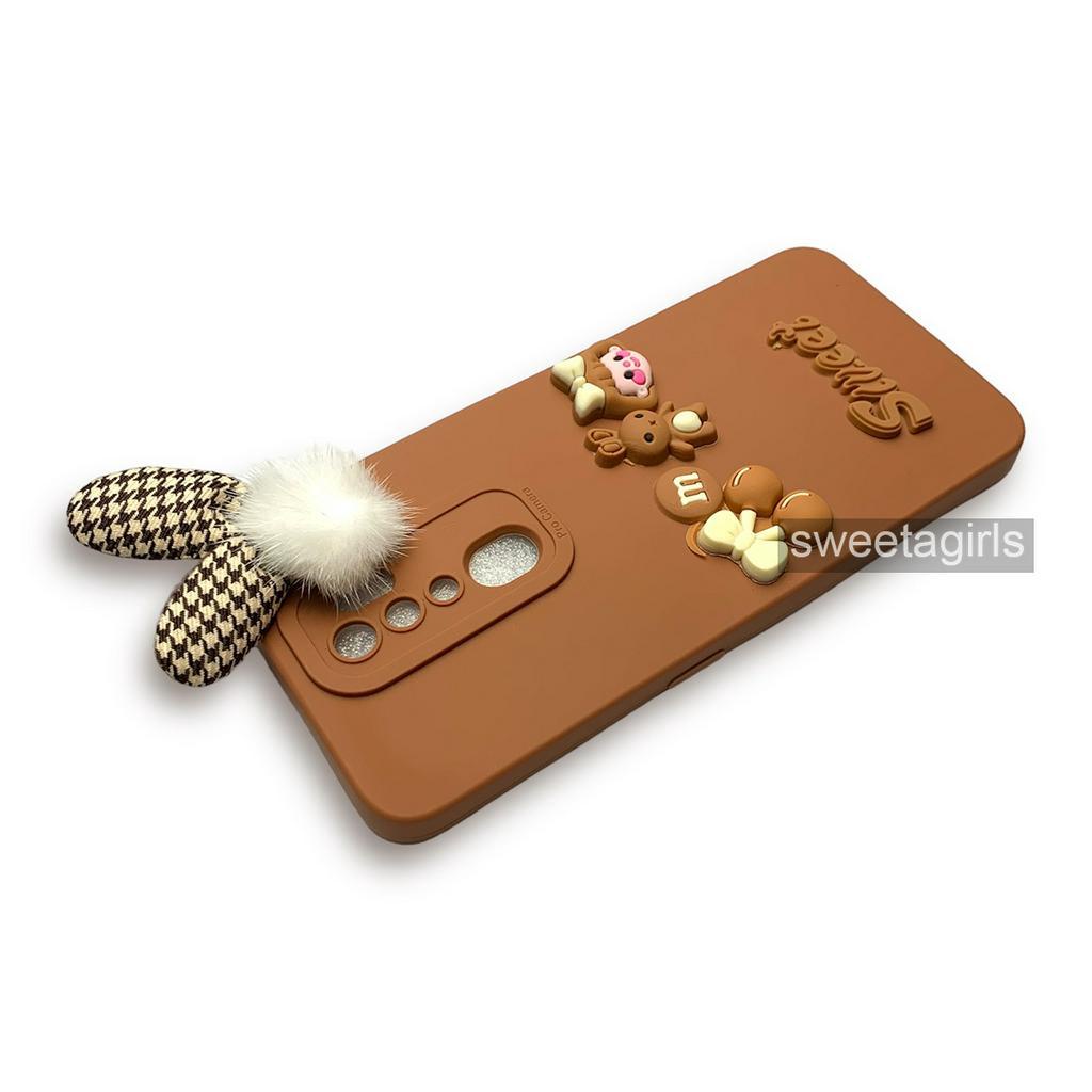 Softcase dengan boneka Timbul 3D untuk Oppo A5 (2020) - A9 (2020) ( Sama ) - Sweetacase.id - Casing Lucu - Kesing Cewek - Casing Lembut - Aksesoris Boneka Timbul - Case Bening - Lucu - Gemoy - pom pom