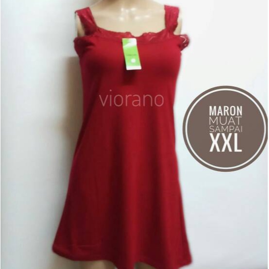 Camisol Panjang Wanita Renda Viorano Super Lembut / Tangtop Cewek Longdress Panjang Jumbo Super Soft