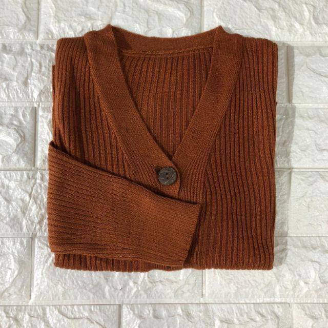 CARDIGAN RAJUT WANITA || KARDIGAN BASIC POLOS CEWEK CROP CARDY WILLY PREMIUM || OUTER KNITTED CARDI-Merah Bata
