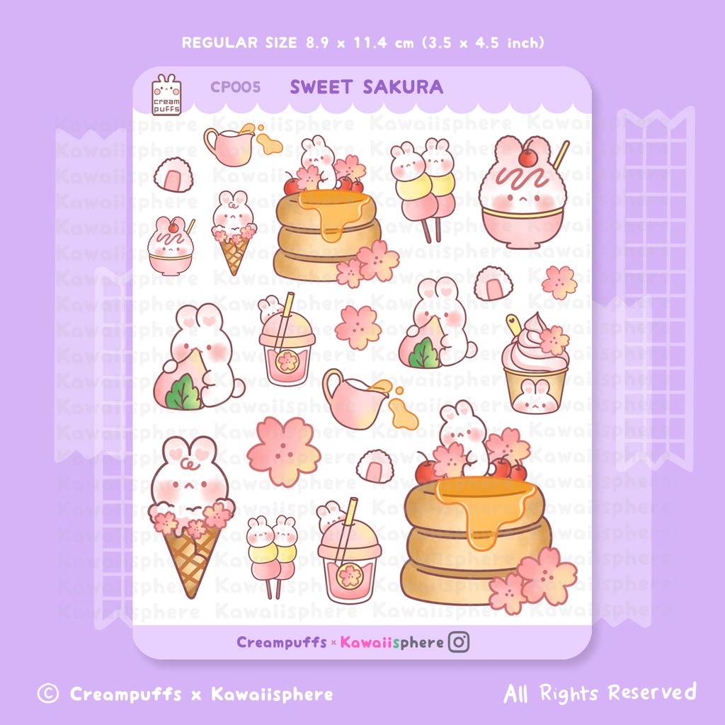 

Sweet Sakura | Kawaii Planner / A6 Ring Binder Sticker | Creampuffs x Kawaiisphere CP005 | Sticker Sakura