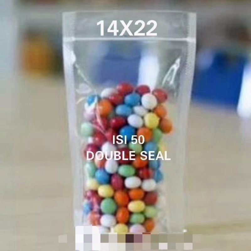 PLASTIK STANDING POUCH 14x22 PLASTIK KLIP ZIPLOCK BERDIRI ISI 50 PCS