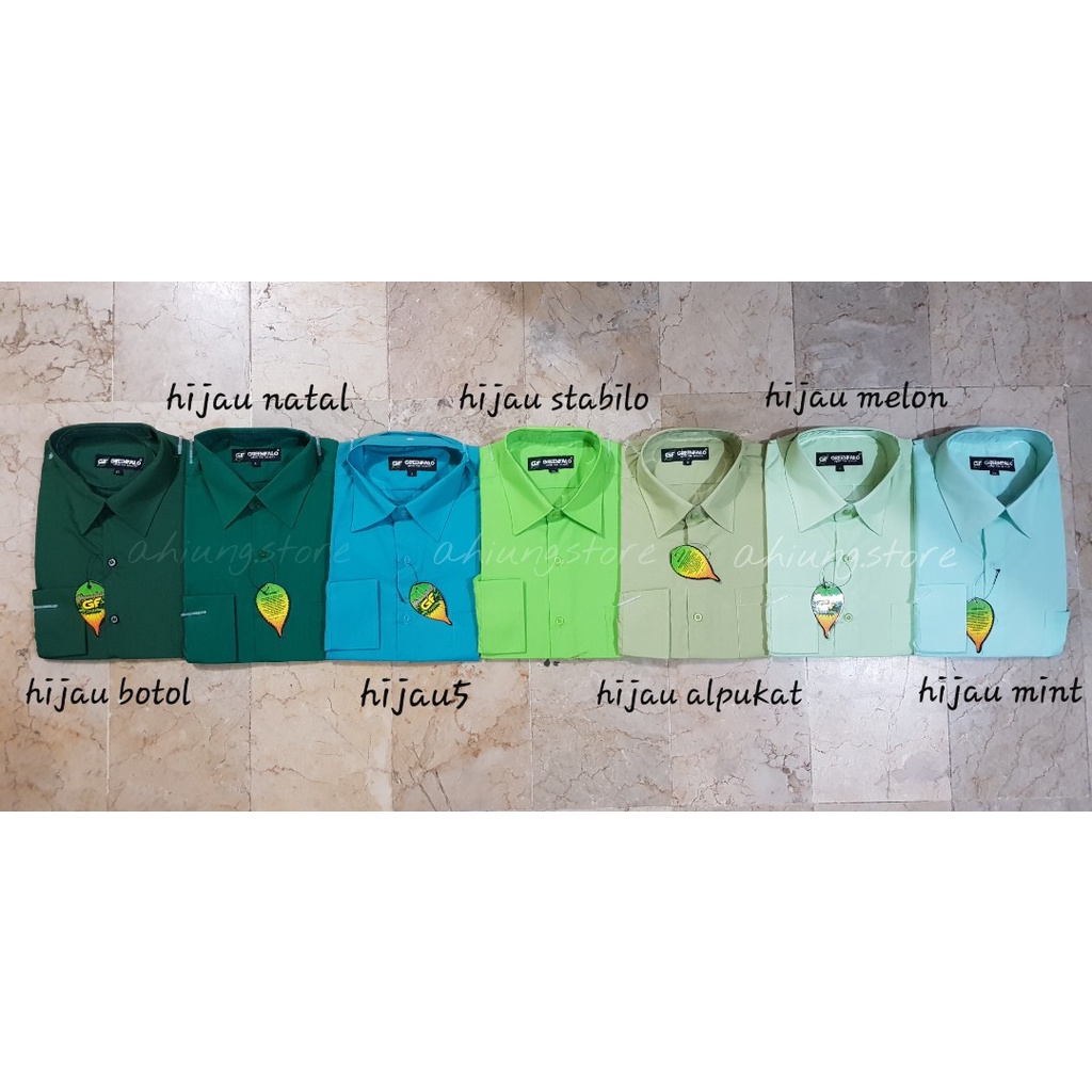 KEMEJA PRIA GREENFALO - KEMEJA POLOS LENGAN PANJANG PRIA WARNA HIJAU BOTOL / HIJAU NATAL / HIJAU 5 / HIJAU STABILO / HIJAU MELON / HIJAU ALPUKAT / HIJAU MINT