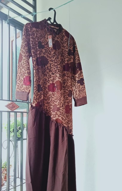 Batik Wanita Gamis Motif Rempel Miring Warna Meisya Cewek Modern Premium Exclusive Seragam