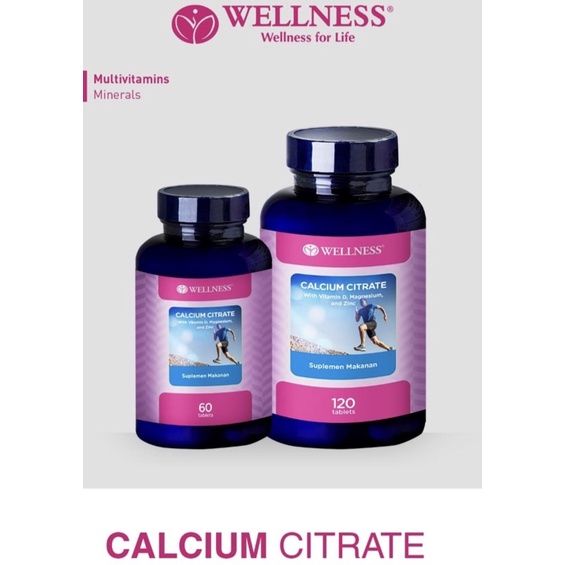 Wellness Calcium Citrate (Vit D + Mag + Zinc) - isi 120 dan 60 Tablet