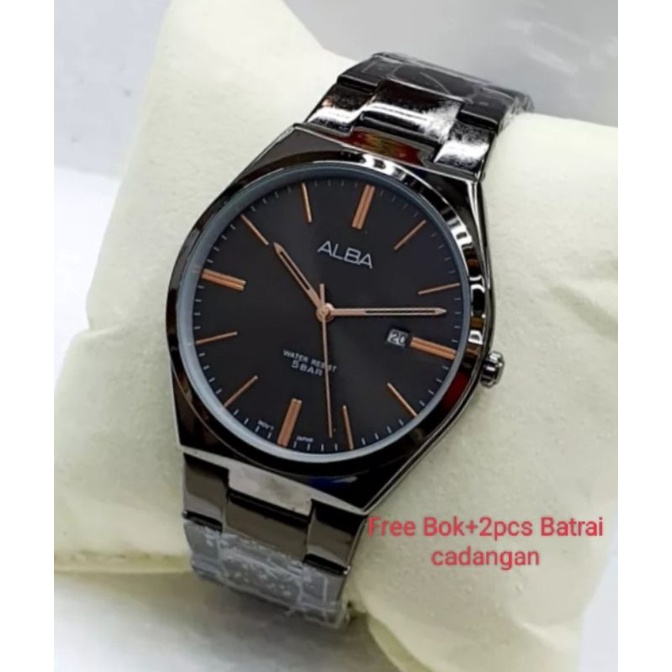 JAM Tangan Pria Dewasa Anti Air | Jam Tangan Alba Rantai stainless Steel Date aktif