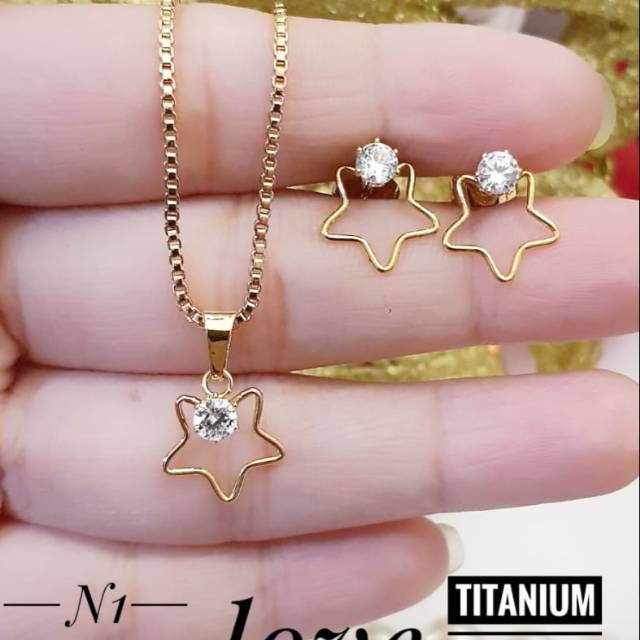 Titanium kalung dan anting 2738j