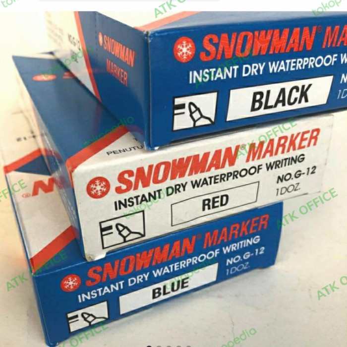 

Gilaa!!! Spidol Marker Snowmen G12 / Spidol Permanent Marker Sedus (12Pcs) Murah