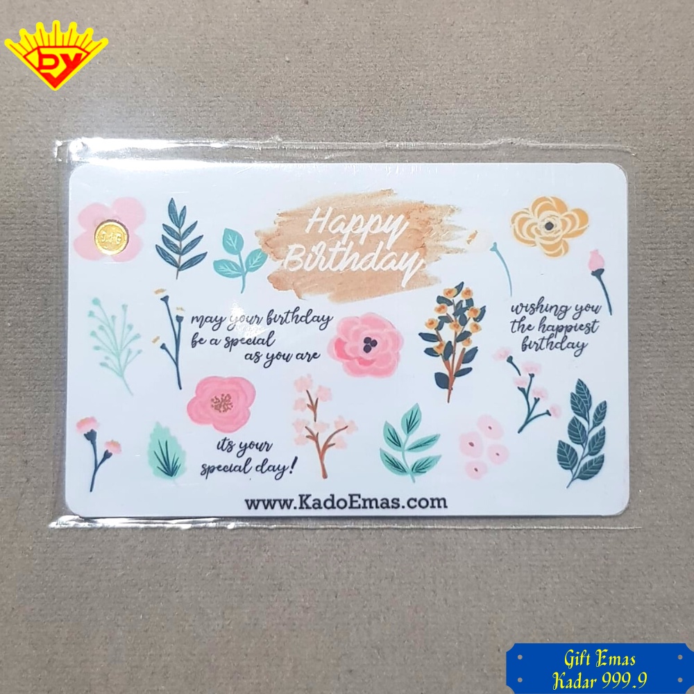 Gift Kado Emas 0.1 Gram Happy Birthday HB02