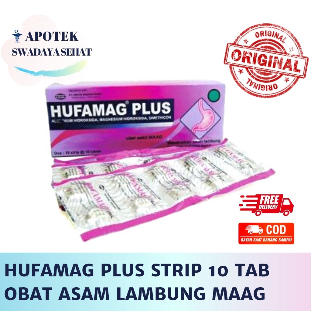 HUFAMAG PLUS STRIP 10 Tablet Kunyah - Obat Asam Lambung Maag Nyeri Perut Hufa mag