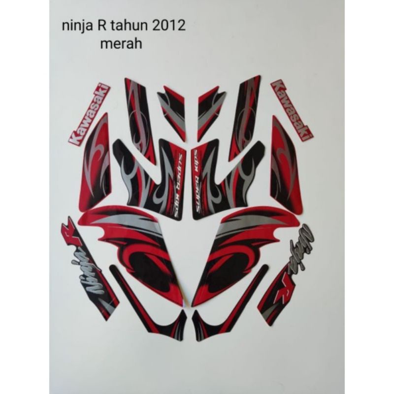 striping lis stiker standar ori kawasaki ninja R 2012 merah stiker ori ninja R striping ninja R 2012