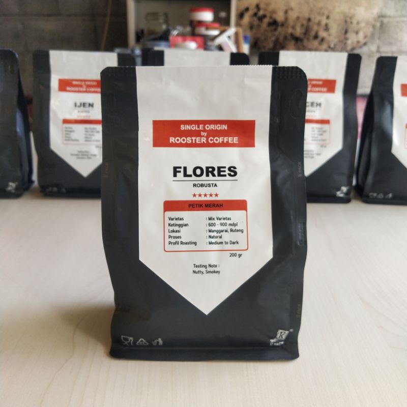 

Kopi Robusta Flores 200 gr Petik Merah Biji atau Bubuk by Rooster Coffee Single Origin