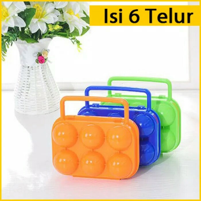 Tempat Telur Isi 6 Egg Holder Case Outdoor Camping Masak Portable