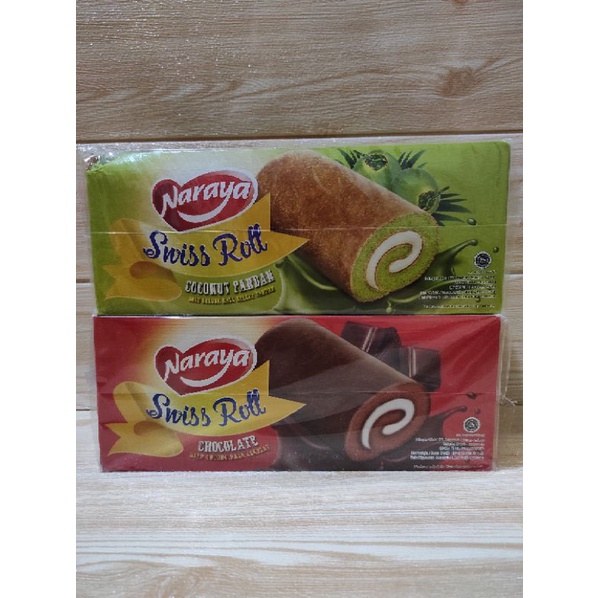 CAKE ROLL NARAYA SWISS/Bolu gulung rasa pandan dan coklat isi 20