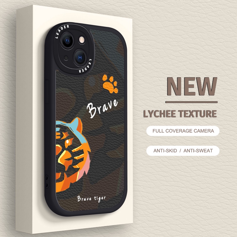 Soft Case Motif Graffiti Harimau Brave Warna Kontras Untuk iPhone 6 / 7 / 8 Plus / X / XR / Xs Max 13 / 11 Pro Max