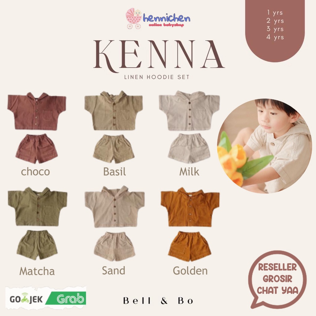 BELL AND BO SETELAN KENNA HOODIE LINEN SET SETELAN HOODIE BAHAN LINEN 1-4 TAHUN