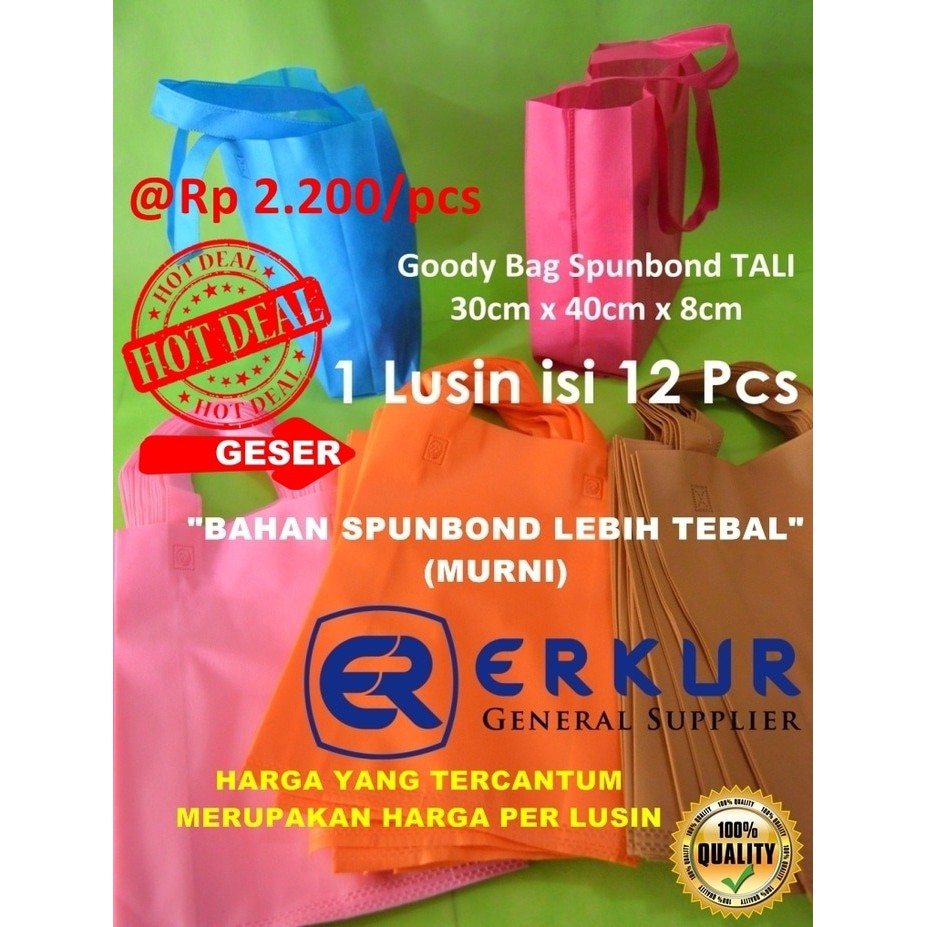 

FRESH - ( Tali 30x40x8cm ) Goody Bag / Goodie Bag / Eco Bag / Tote Bag Polos - ISTIMEWA