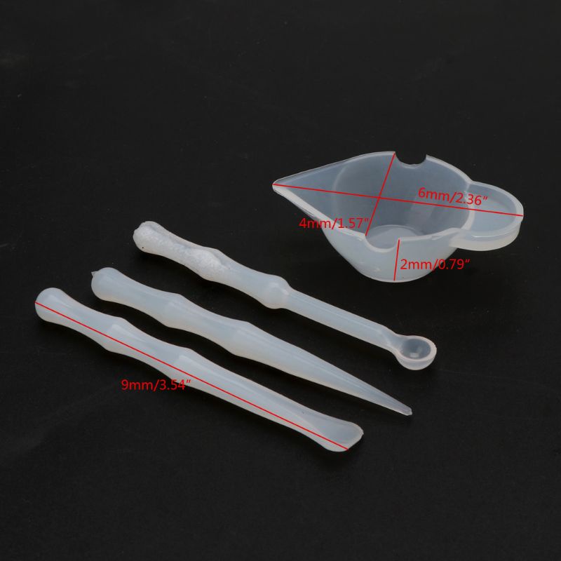 SIY  4Pcs Silicone Mixing Cups Stirrers Spoon Scraper DIY Resin Jewelry Tools Kit